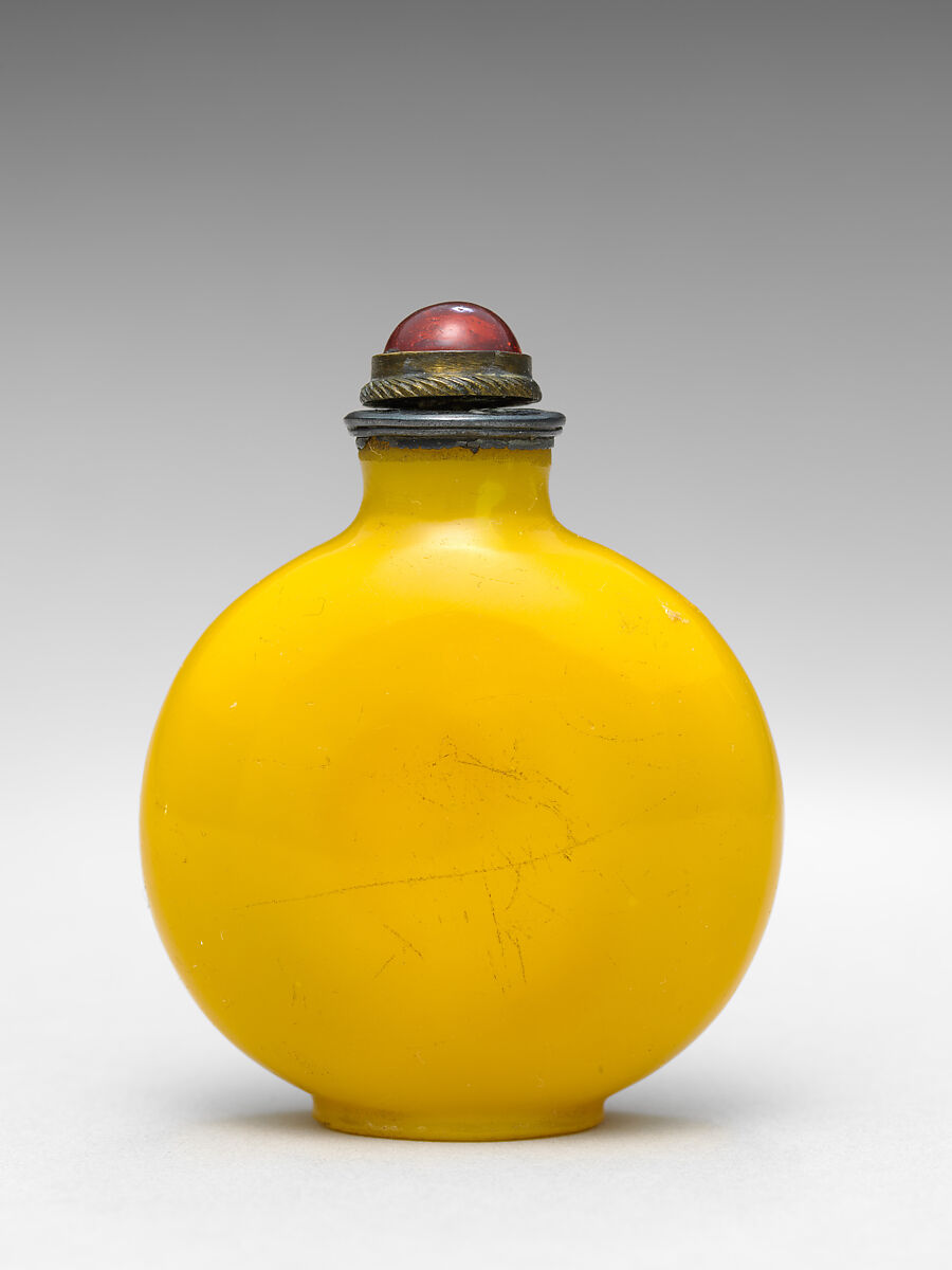 Snuff bottle with stopper, Glass, China