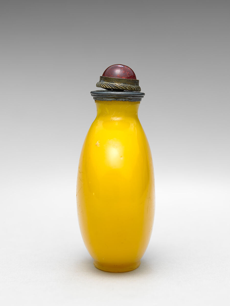Snuff bottle with stopper, Glass, China