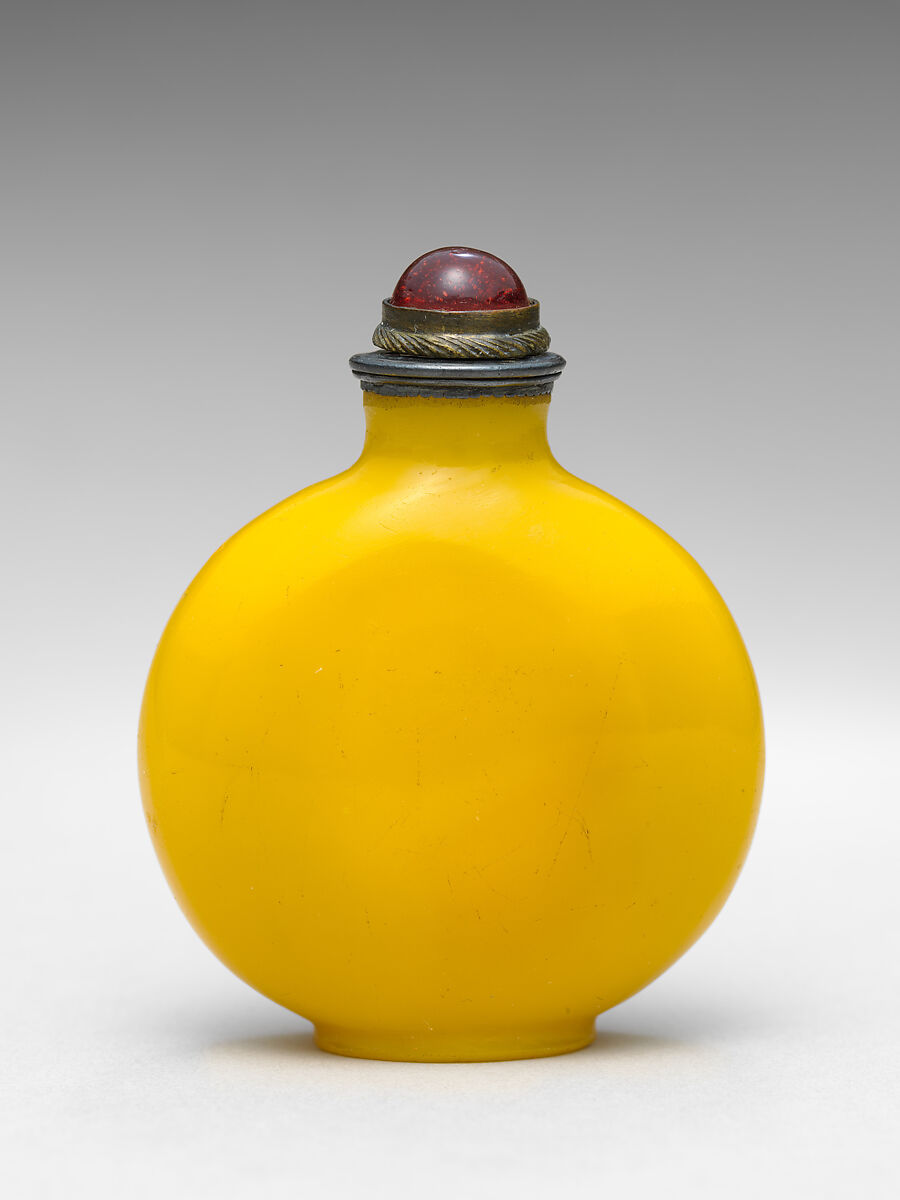 Snuff bottle with stopper, Glass, China 