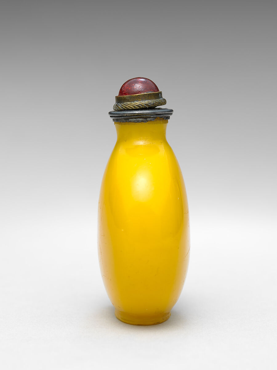 Snuff bottle with stopper, Glass, China