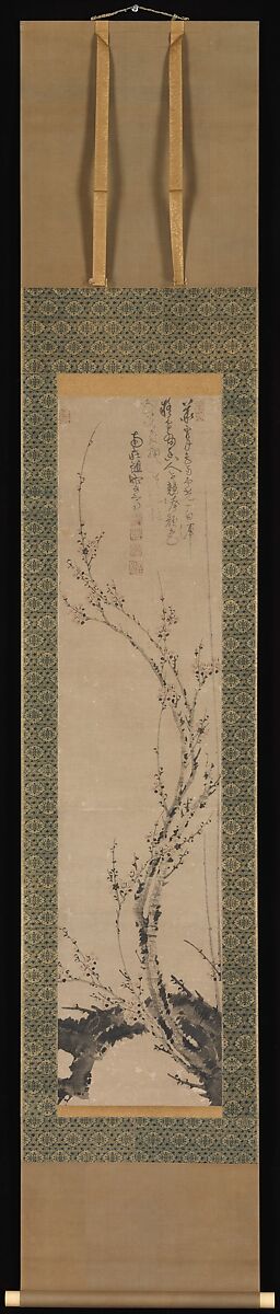 Wintry plum, Ni Jing (Chinese, active late 14th century?), Hanging scroll; ink and pale color on paper, China