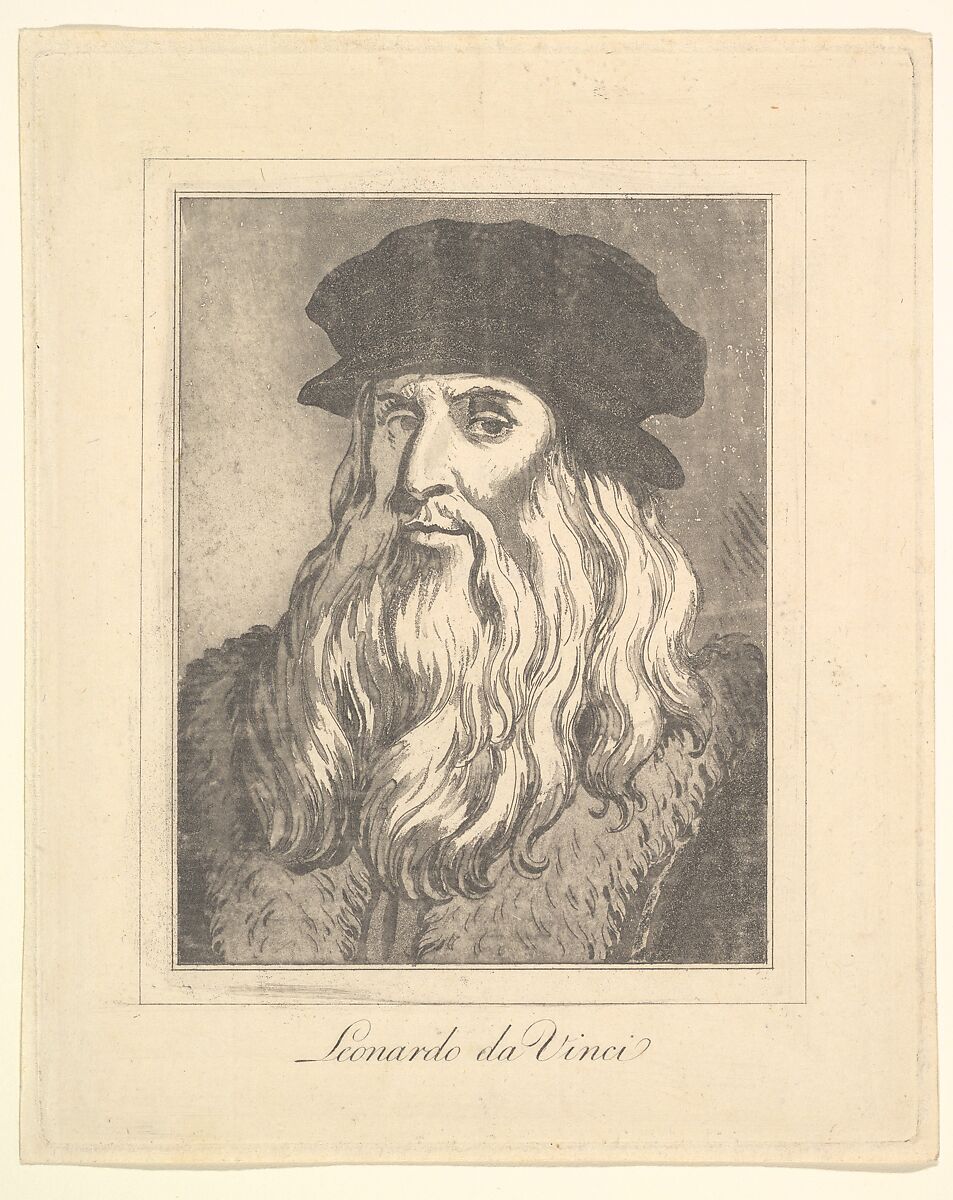 Portrait of Leonardo da Vinci (from Characaturas by Leonardo da Vinci, from Drawings by Wincelslaus Hollar, out of the Portland Museum), Leonardo da Vinci (Italian, Vinci 1452–1519 Amboise), Aquatint and etching 