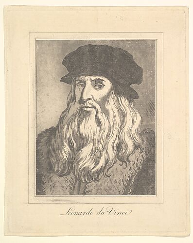 Portrait of Leonardo da Vinci (from Characaturas by Leonardo da Vinci, from Drawings by Wincelslaus Hollar, out of the Portland Museum)