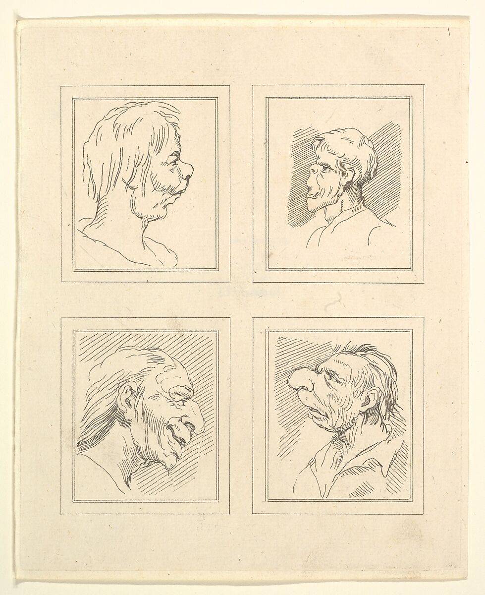 Characaturas by Leonardo da Vinci from Drawings by Wincelslaus (sic)  Hollar out of the/ Portland Museum, published as the act directs Nov. 1. 1786 by/ John Clarke. N. 291 Strand, Price 15 in Boards, After Wenceslaus Hollar (Bohemian, Prague 1607–1677 London), Etching 