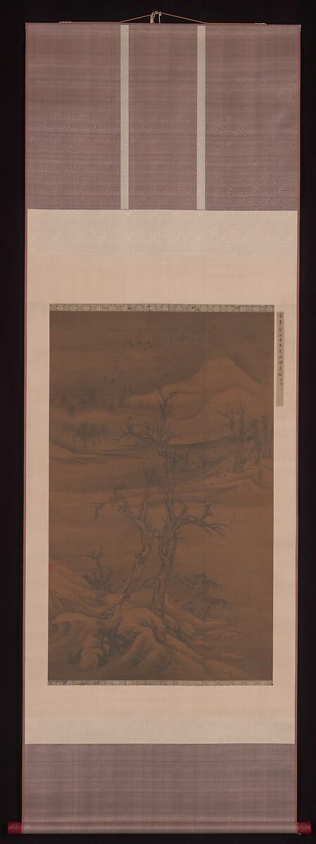 Crows in Old Trees, Luo Zhichuan (Chinese, active ca. 1300–30), Hanging scroll; ink and color on silk, China