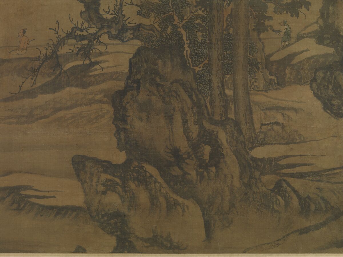 Landscape after a poem by Wang Wei, Tang Di (Chinese, ca. 1287–1355), Hanging scroll; ink and color on silk, China