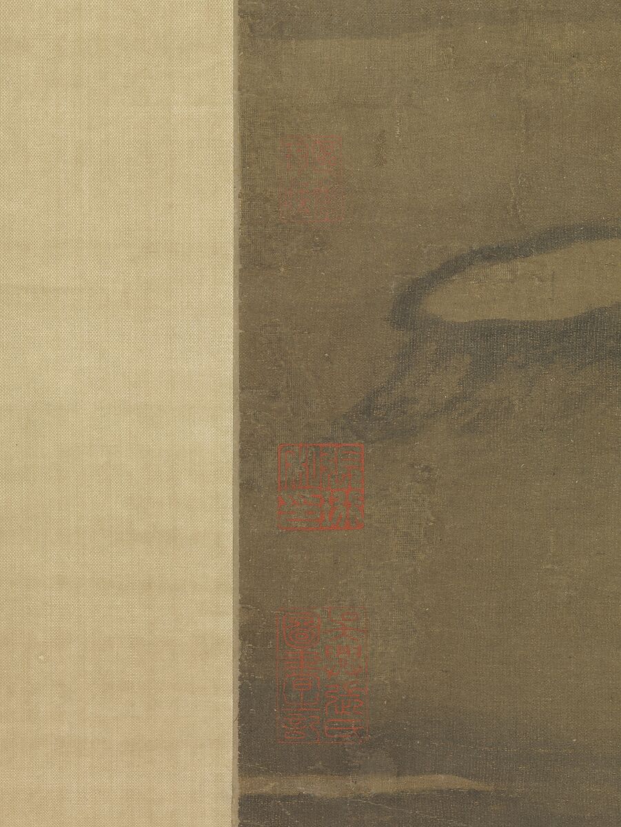 Landscape after a poem by Wang Wei, Tang Di (Chinese, ca. 1287–1355), Hanging scroll; ink and color on silk, China