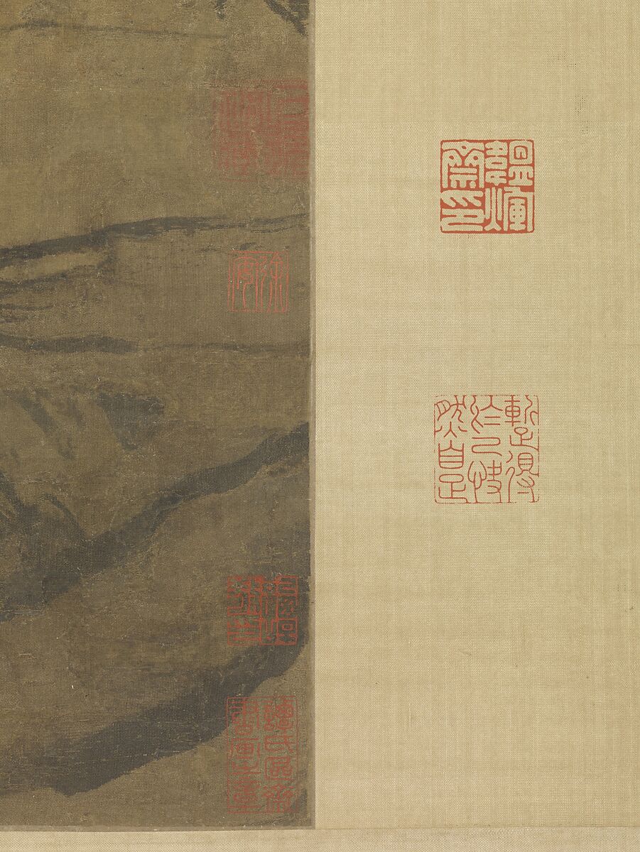 Landscape after a poem by Wang Wei, Tang Di (Chinese, ca. 1287–1355), Hanging scroll; ink and color on silk, China