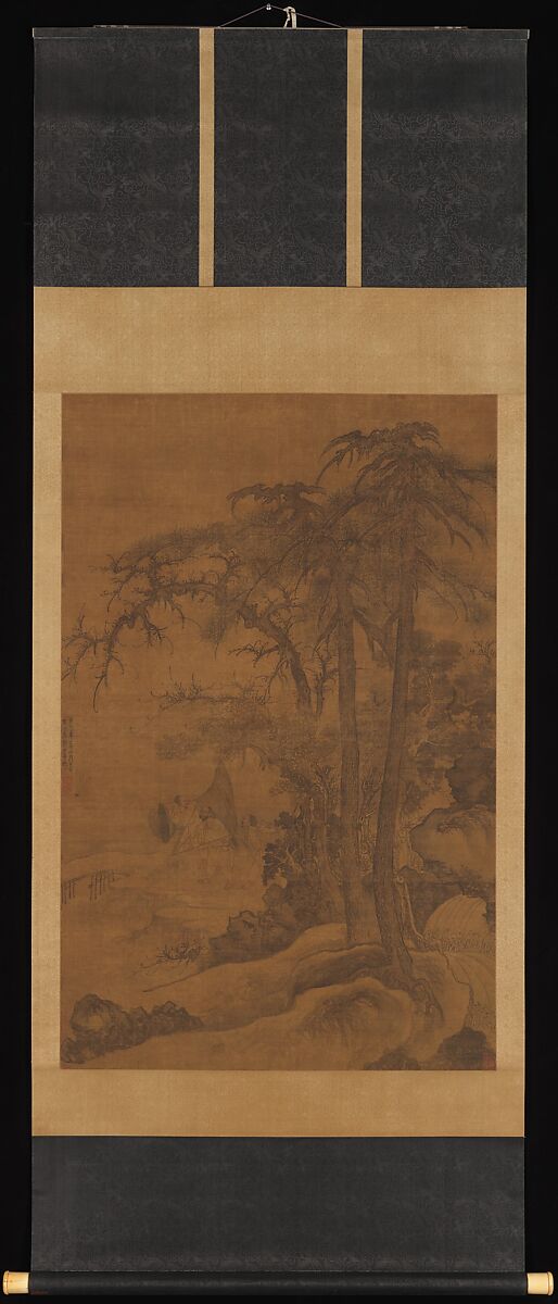 Returning Fishermen, Tang Di (Chinese, ca. 1287–1355), Hanging scroll; ink and color on silk, China