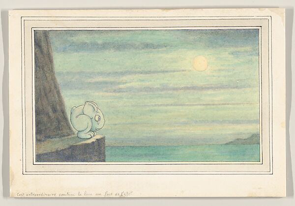 C'est extraordinaire combien la lune ne fait de l'effet (The effect of the moon is extraordinary), "Wigglemuch" Design, Herbert E. Crowley (British, Eltham, Kent 1873–1937 Ascona, Switzerland), Watercolor and black ink 