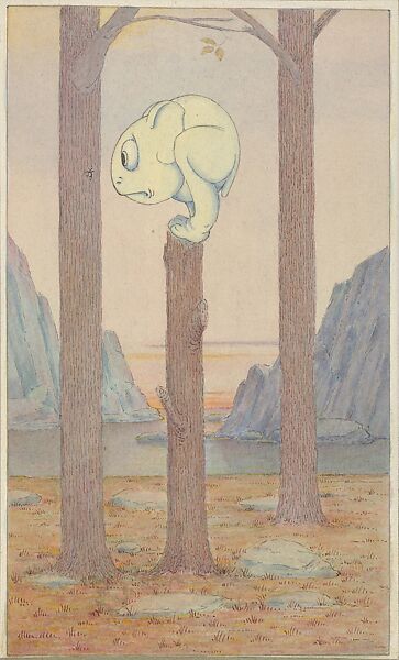 The "Wigglemuch" Creature on a Tree Stump Looking at a Bug, Herbert E. Crowley (British, Eltham, Kent 1873–1937 Ascona, Switzerland), Watercolor, black and brown ink 