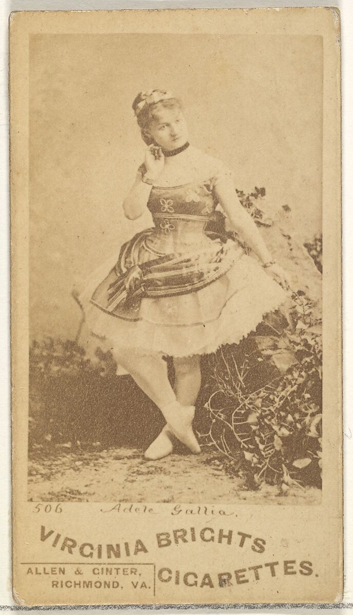Card 506, Adele Gallia, from the Actors and Actresses series (N45, Type 1) for Virginia Brights Cigarettes, Issued by Allen &amp; Ginter (American, Richmond, Virginia), Albumen photograph 