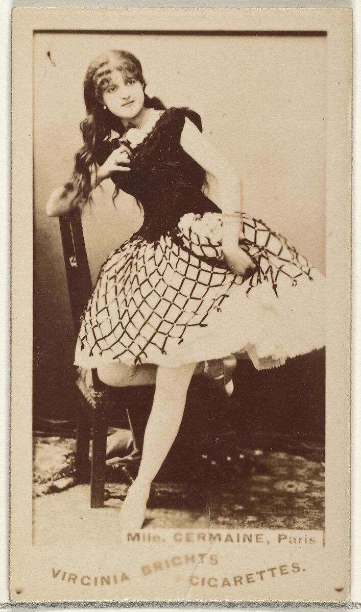 Mlle. Germaine, Paris, from the Actors and Actresses series (N45, Type 1) for Virginia Brights Cigarettes, Issued by Allen &amp; Ginter (American, Richmond, Virginia), Albumen photograph 