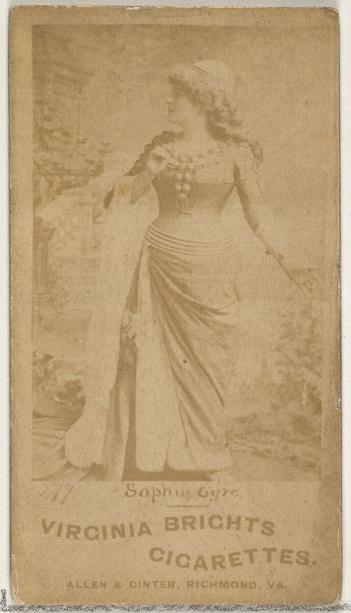 Card 277, Sophie Gyre, from the Actors and Actresses series (N45, Type 1) for Virginia Brights Cigarettes, Issued by Allen &amp; Ginter (American, Richmond, Virginia), Albumen photograph 