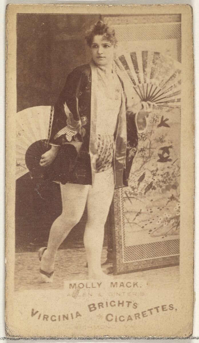 Molly Mack, from the Actors and Actresses series (N45, Type 1) for Virginia Brights Cigarettes, Issued by Allen &amp; Ginter (American, Richmond, Virginia), Albumen photograph 