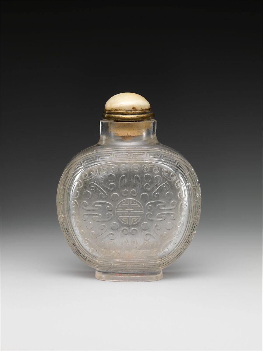 Snuff bottle with the character of longevity (shou), Rock crystal, China