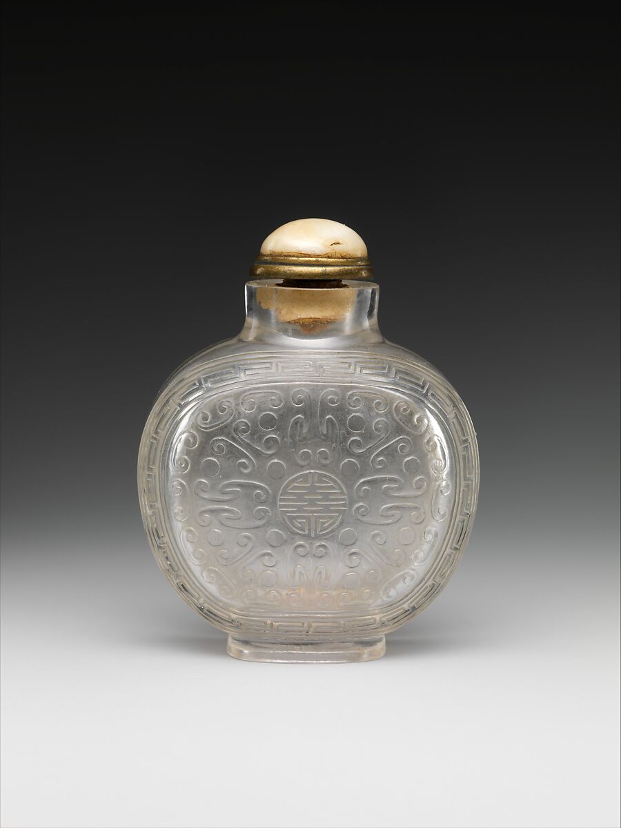 Snuff bottle with the character of longevity (shou), Rock crystal, China 