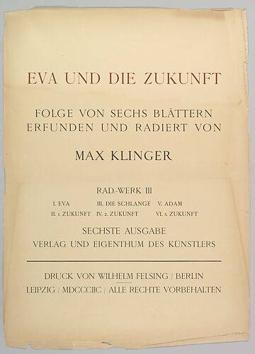 Title Page from Eva und die Zukunft (Rad.-Werk  III)