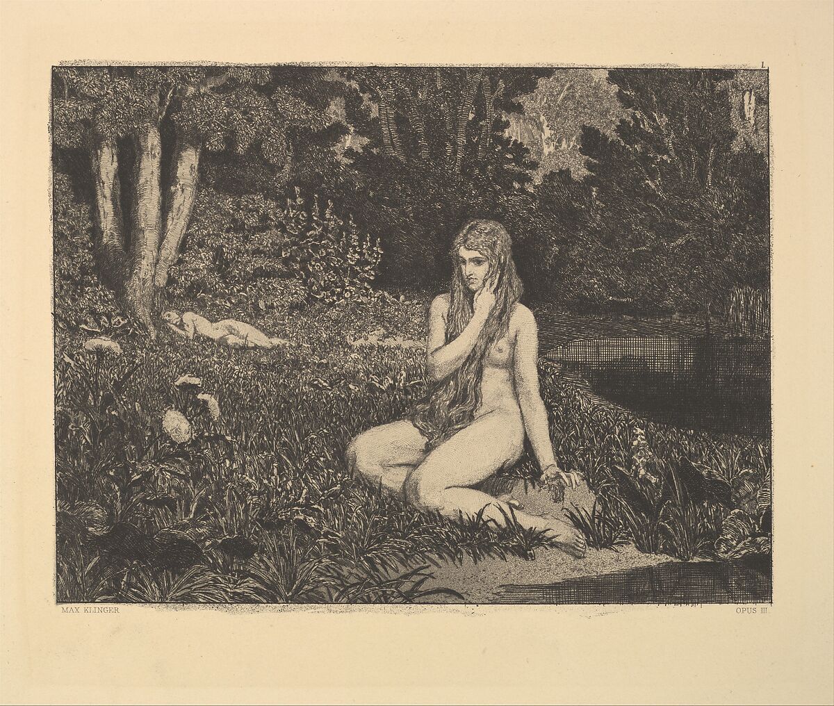 Eva from Eva und die Zukunft (Rad.-Werk  III), Max Klinger (German, Leipzig 1857–1920 Großjena), Etching; eighth state of eight 