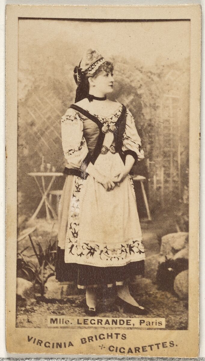 Mlle. Legrande, Paris, from the Actors and Actresses series (N45, Type 1) for Virginia Brights Cigarettes, Issued by Allen &amp; Ginter (American, Richmond, Virginia), Albumen photograph 