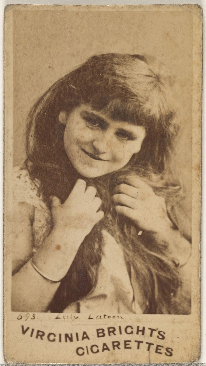Card 693, Lulu Lateen, from the Actors and Actresses series (N45, Type 1) for Virginia Brights Cigarettes, Issued by Allen &amp; Ginter (American, Richmond, Virginia), Albumen photograph 