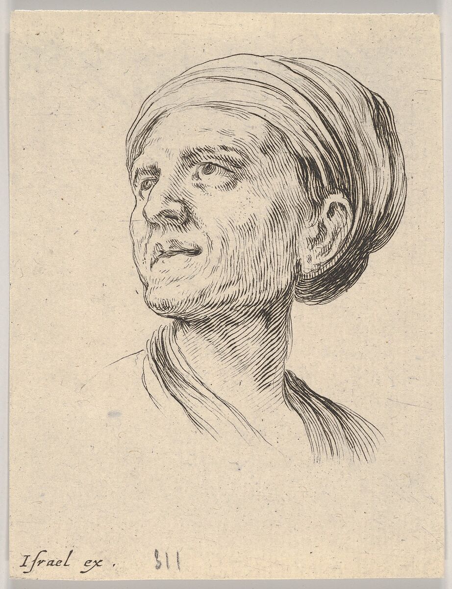 Stefano della Bella | Plate 4: head of an old woman with a bonnet ...