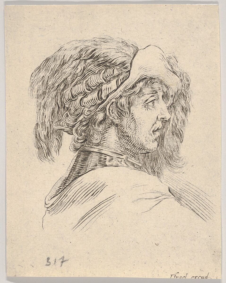 Stefano Della Bella Head Of A Man Without A Beard Turned In Profile To The Right From 