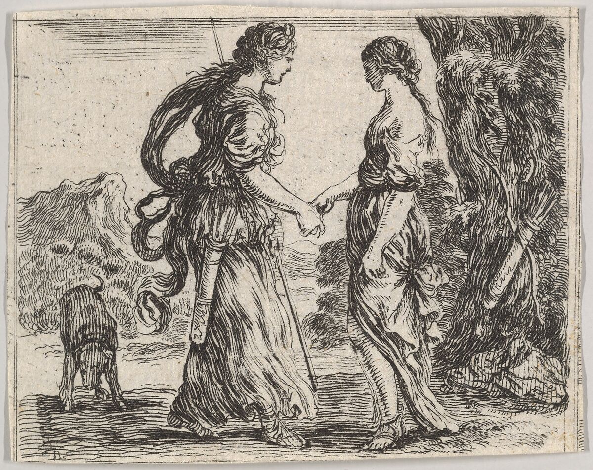 Jupiter and Calisto, from 'Game of Mythology' (Jeu de la Mythologie), Stefano della Bella (Italian, Florence 1610–1664 Florence), Etching 