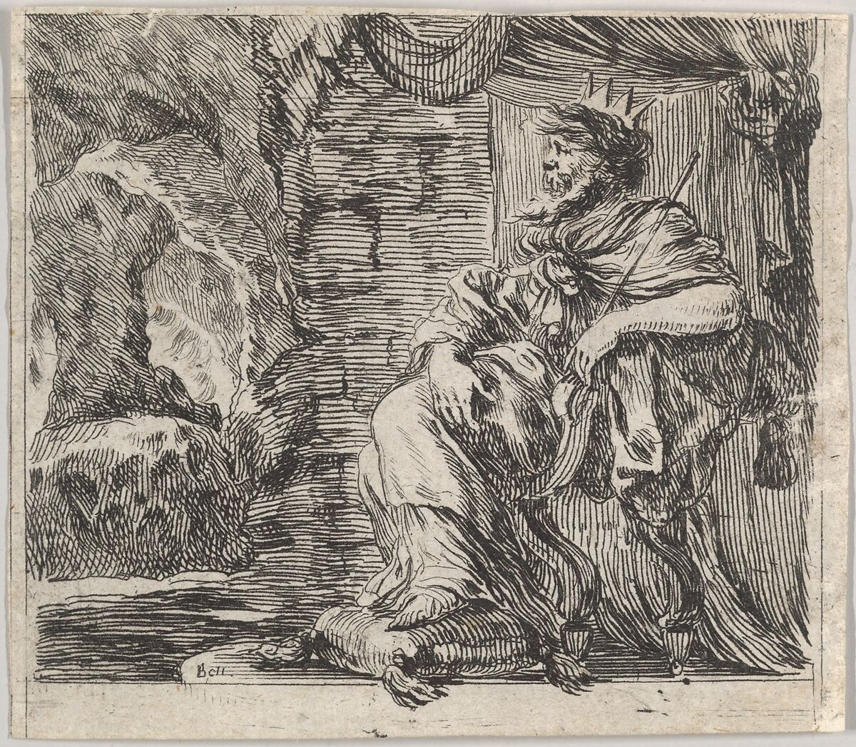 Pluto, from 'Game of Mythology' (Jeu de la Mythologie), Stefano della Bella (Italian, Florence 1610–1664 Florence), Etching 