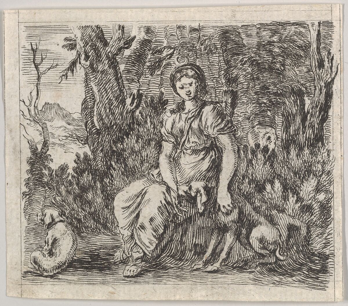 Diana, from 'Game of Mythology' (Jeu de la Mythologie), Stefano della Bella (Italian, Florence 1610–1664 Florence), Etching 