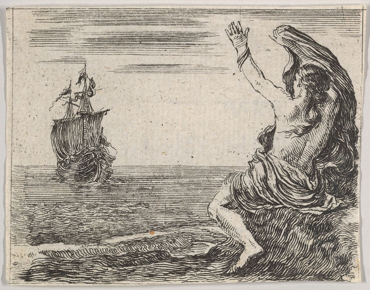 Theseus and Ariadne, from 'Game of Mythology' (Jeu de la Mythologie), Stefano della Bella (Italian, Florence 1610–1664 Florence), Etching 