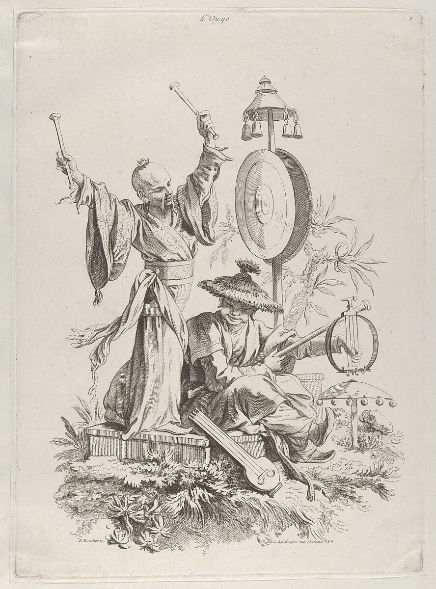 Hearing, François Boucher (French, Paris 1703–1770 Paris), Etching and engraving 