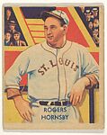 Rogers Hornsby, from the Diamond Stars series (R327) for the National Chicle Gum Company, National Chicle Gum Company, Cambridge, Massachusetts, Commercial color lithograph