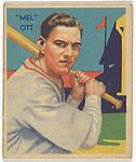 "Mel" Ott, from the Diamond Stars series (R327) for the National Chicle Gum Company, National Chicle Gum Company, Cambridge, Massachusetts, Commercial color lithograph