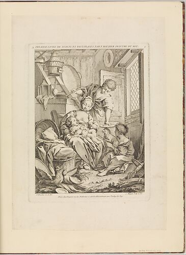 Plate 1: Young Woman Feeding her Infant, from Premier Livre de Sujets et Pastorales (First Book of Subjects and Pastorals)