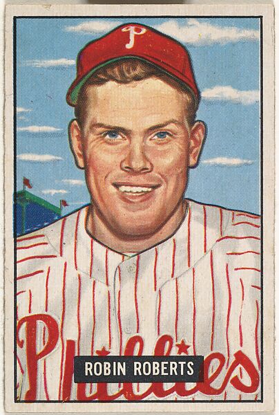 Robin Roberts, Pitcher, Philadelphia Phillies, from Picture Cards, series 5 (R406-5) issued by Bowman Gum, Issued by Bowman Gum Company, Commercial color lithograph
