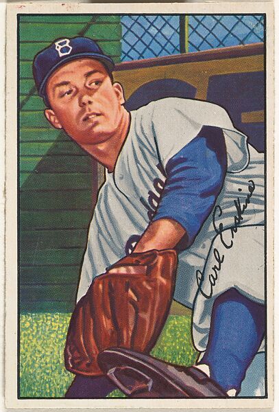 Carl Erskine, Pitcher, Brooklyn Dodgers, from Picture Cards, series 6 (R406-6) issued by Bowman Gum, Issued by Bowman Gum Company, Commercial color lithograph