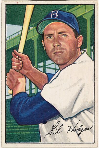 Gil Hodges, 1st Baseman, Brooklyn Dodgers, from Picture Cards, series 6 (R406-6) issued by Bowman Gum, Issued by Bowman Gum Company, Commercial color lithograph