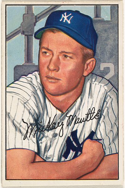 Mickey Mantle, Center Fielder, New York Yankees, from Picture Cards, series 6 (R406-6) issued by Bowman Gum, Issued by Bowman Gum Company, Commercial color lithograph