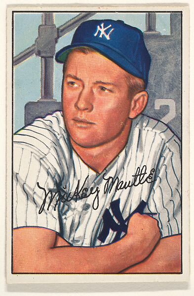 Issued by Bowman Gum Company, Mickey Mantle, Center Fielder, New York  Yankees, from Picture Cards, series 6 (R406-6) issued by Bowman Gum