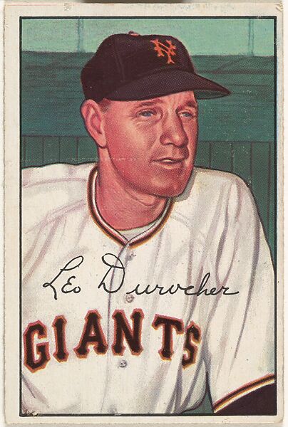 Leo Durocher, Manager, New York Giants, from Picture Cards, series 6 (R406-6) issued by Bowman Gum, Issued by Bowman Gum Company, Commercial color lithograph