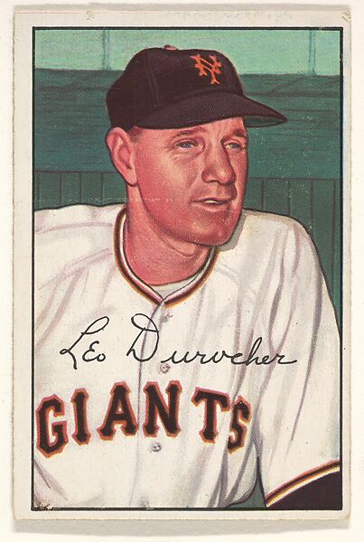 Leo Durocher, Manager, New York Giants, from Picture Cards, series 6 (R406-6) issued by Bowman Gum, Issued by Bowman Gum Company, Commercial color lithograph 