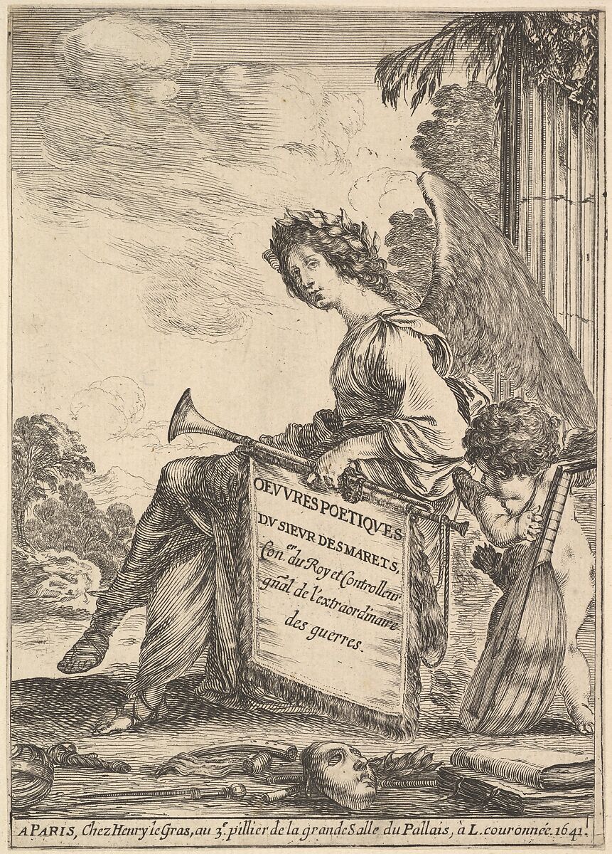 Frontispiece for "Poems by Desmarets" (Oeuvres poétiques de Desmarets), Stefano della Bella (Italian, Florence 1610–1664 Florence), Etching 