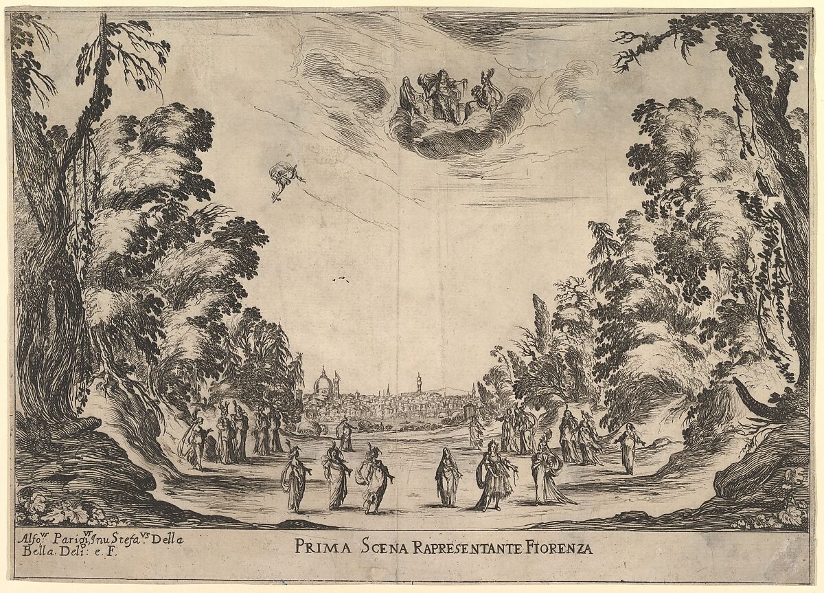 First scene, in Florence, from 'The marriage of the gods' (Le nozze degli Dei), Stefano della Bella (Italian, Florence 1610–1664 Florence), Etching 
