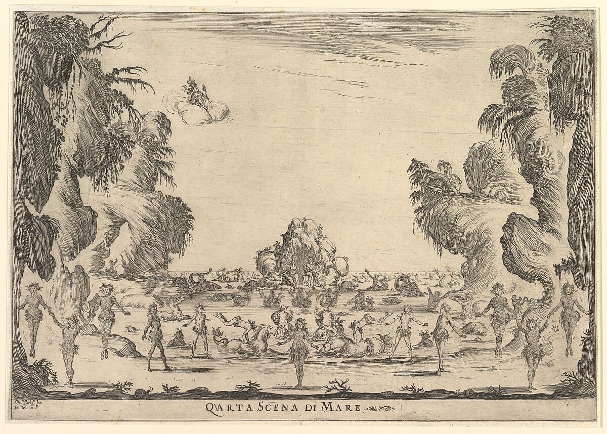 Fourth scene, the sea, from 'The marriage of the gods' (Le nozze degli Dei), Stefano della Bella (Italian, Florence 1610–1664 Florence), Etching 