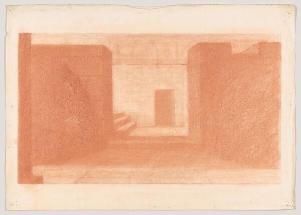 Low Buildings and Doorway, Herbert E. Crowley (British, Eltham, Kent 1873–1937 Ascona, Switzerland), Red chalk over graphite 