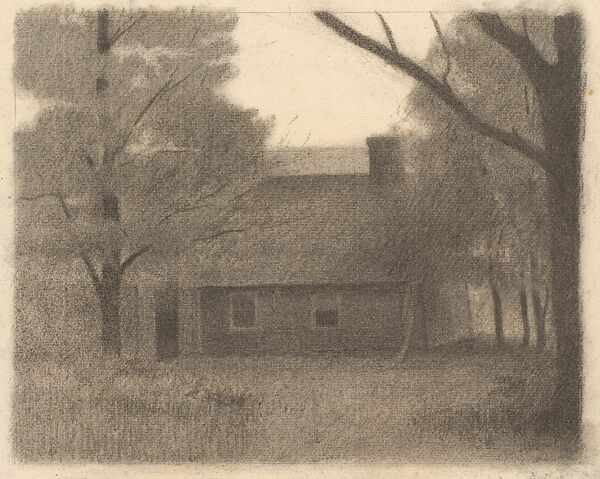 Landscape with a House, Herbert E. Crowley (British, Eltham, Kent 1873–1937 Ascona, Switzerland), Charcoal or black chalk