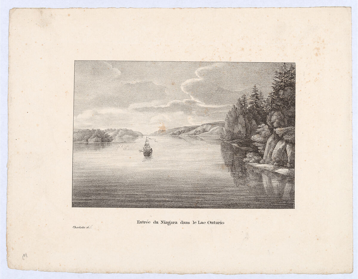 Entrée du Niagara dans le Lac Ontario, Charlotte Bonaparte (French, Mortefontaine 1802–1839 Sarzana), Lithograph 