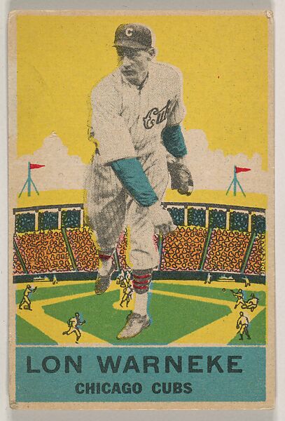 Lon Warneke, Chicago Cubs, DeLong Gum Company, Boston, Massachusetts (American), Commercial color lithograph 