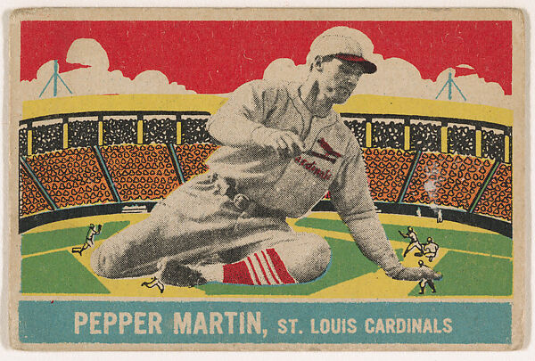 Pepper Martin, St. Louis Cardinals, DeLong Gum Company, Boston, Massachusetts  American, Commercial color lithograph